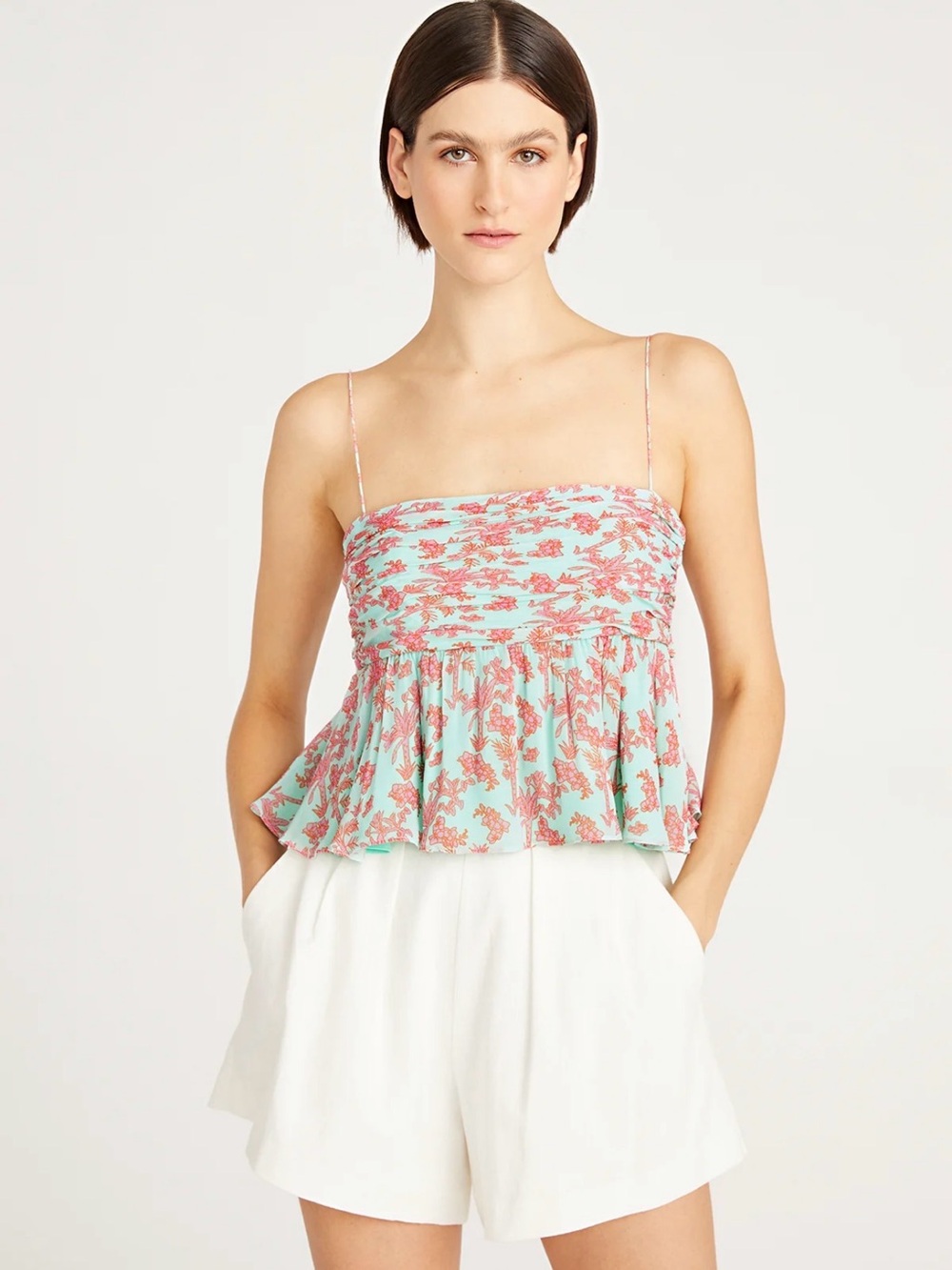 Amur Everett Bow Top in Miami Sky Botanical, Sz 6